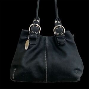Tignanello Black Pebble Leather Satchel